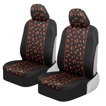 BDK Red Cherry Car Seat Covers for Front Seats, 2 Pack – Classic Pattern with Matching Headrest, Sideless Design for Easy Installation, Fits Most Car Truck Van and SUV