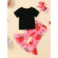 thumbnail image 3 of Bagilaanoe 2Pcs Baby Girl Valentine's Day Clothing Sets Newborn Letter Print Short Sleeve T-shirt Tops + Flare Trousers 3M 6M 12M 18M 24M Infant Spring Pants Set, 3 of 9