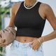 thumbnail image 3 of Parte Superior De La Cosecha Top corto para mujer Estilo casual Cami Top corto Slim Fit Traje diario (Negro L) Ygjytge para Mujer Negro T M, 3 of 7