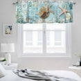 thumbnail image 3 of 2 Pack Ocean Turtle Valance for Window Retro Blue Nautical Starfish Sealife Kitchen Valance Rod Pocket Short Curtain Topper Decorative Window Treatment for Living Room Bedroom 42"x12", 3 of 8