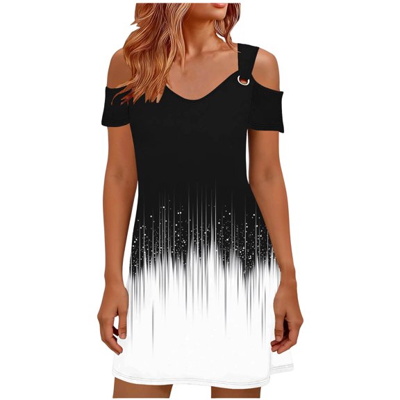 Patlollav Clearance Womens Dresses Vintage Christmas Color Snowflake Print Off Shoulder Party Dress