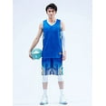 thumbnail image 2 of Men's Basketball Jerseys and Shorts Team Uniforms with Pockets Tracksuit Uniforms blue—XL D01, 2 of 5