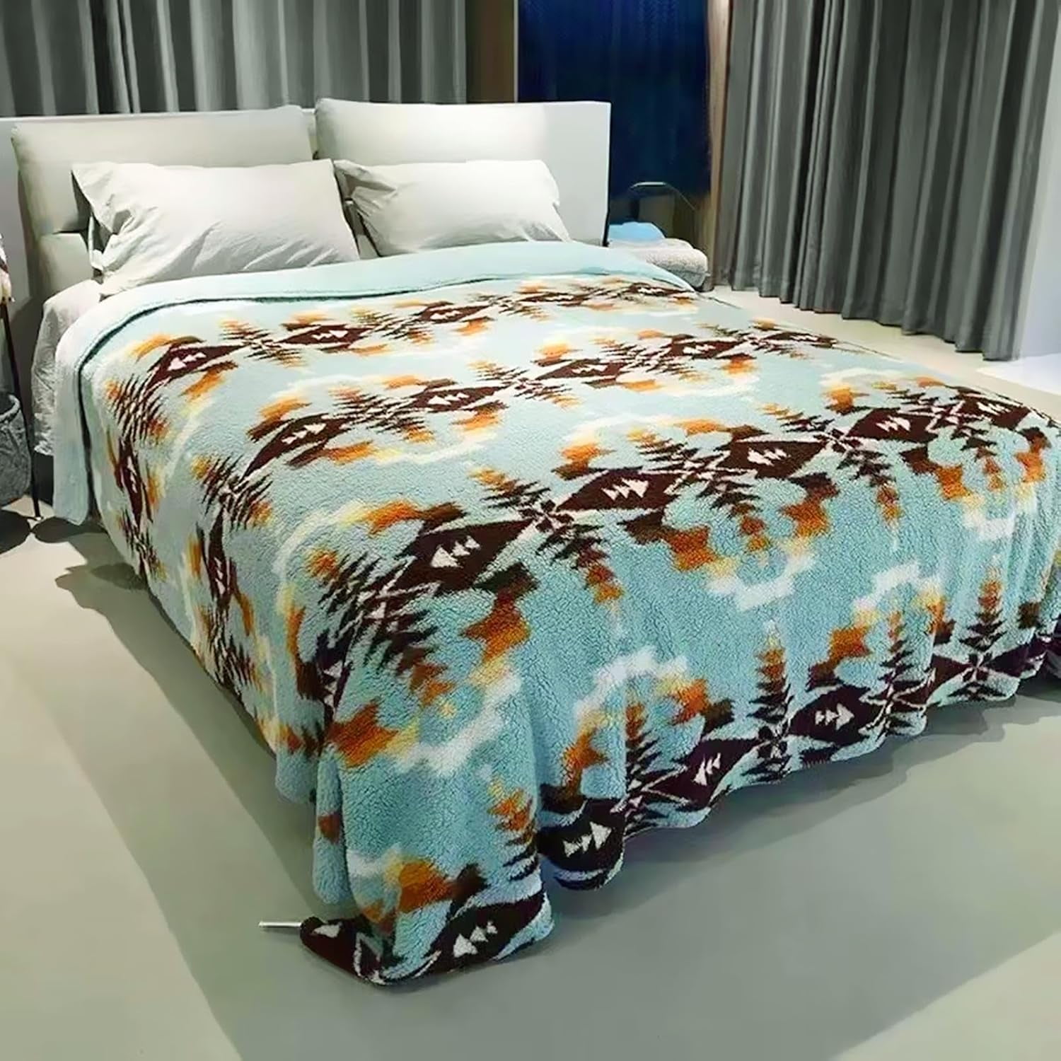 Levinis Large Bohemian Bed Blankets 80'' × 90'', Ultra Soft Aztec Bed Blanket for All Season, Cozy, Plush, Bohemian Throw Blanket for Bed/Couch/Sofa/Office/Camping