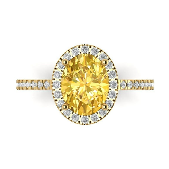 Solitaire with Accents Engagement Ring for Women - 2.27ct Natural Citrine in 18K Yellow Gold Promise Ring
