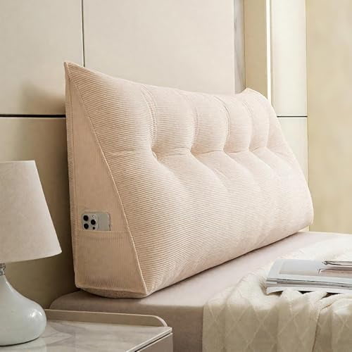 Triangular Headboard Pillow - Twin XL/Queen Size Ergonomic Back Rest with Removable Cover, Reading Support for Dorm Bed, Couch, Floor Sitting