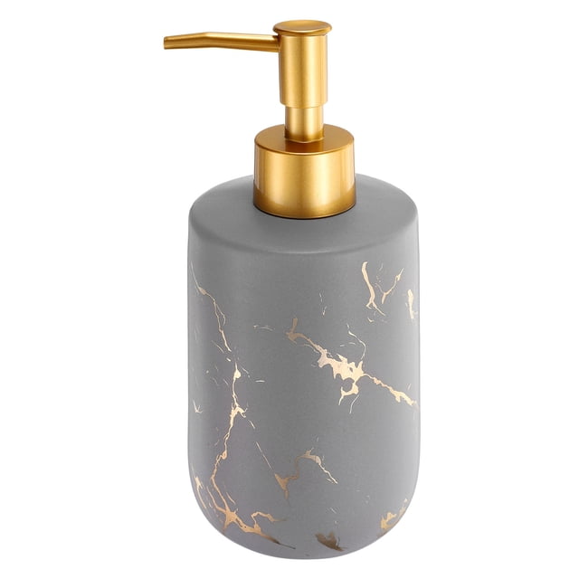 Uxcell 1 pieza 12.5 oz dispensador de jabón dispensador de jabón para manos y platos para cocinas, baños, restaurantes gris mate