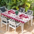 thumbnail image 2 of Happy Valentine's Day Table Cloths for 3 Foot Rectangle Tables, Love Hearts Romantic Gray Wooden Patio Waterproof Elastic Fitted Tablecloths, Washable Rectangular Table Cover for Camping, 2 of 8