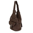 thumbnail image 4 of Womens Leather Convertible 7 Pocket Medium Size Tear Drop Sling Backpack Purse Shoulder Bag, 4 of 6