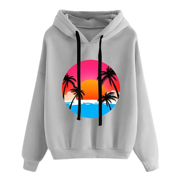 QUINDOS Women's Hoodies and Sweatshirts Sweatshirts Women Casual Long Sleeve Crew Neck Graphic Pullover Tops