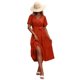 thumbnail image 2 of VISgogo Vestido Midi Elegante de Verano para Mujer, Vestido de Manga Corta con Cuello en V de Color Sólido con Cinturón para Fiesta en la Playa VISgogo  moda, 2 of 4