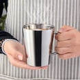 thumbnail image 5 of 10oz 18/8 Stainless Steel Coffee Mugs Set of 2, Double Walled Insulated Coffee Cups with Handles, Dishwasher Safe (Silver), 5 of 17
