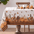 thumbnail image 2 of Sm:)e Buffalo Plaid Fall Thanksgiving Table Cloth 60x60 Inch Square, Pumpkin Birdhouse Mushroom Orange, 2 of 7