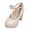 Beige, variant on Womens Pearl Flower Platform Dressy Shoes Bridal Elegant Bow Leather Chunky Block High Heels Sparkly Rhinestones Dress Pumps for Ladies Wedding Fall Spring Black Size 8.5