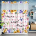 thumbnail image 6 of Spring Flower No Hooks Shower Curtain with Snap-in Liner Home Sweet Home Sunflower Tulip Daisy Butterfly Pink Plaid Shower Curtains for Bathroom, Waterproof, Easy Install, Washable 72"x72", 6 of 9