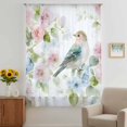 thumbnail image 3 of Peach Blossom Sheer Curtains 45 Inches Long, Nature Pink Blue Flower Spring Birds Light Filering Curtains, Breathable Simi Curtain Privacy Drapes for Kitchen Bathroom Small Window Treatment, 3 of 9