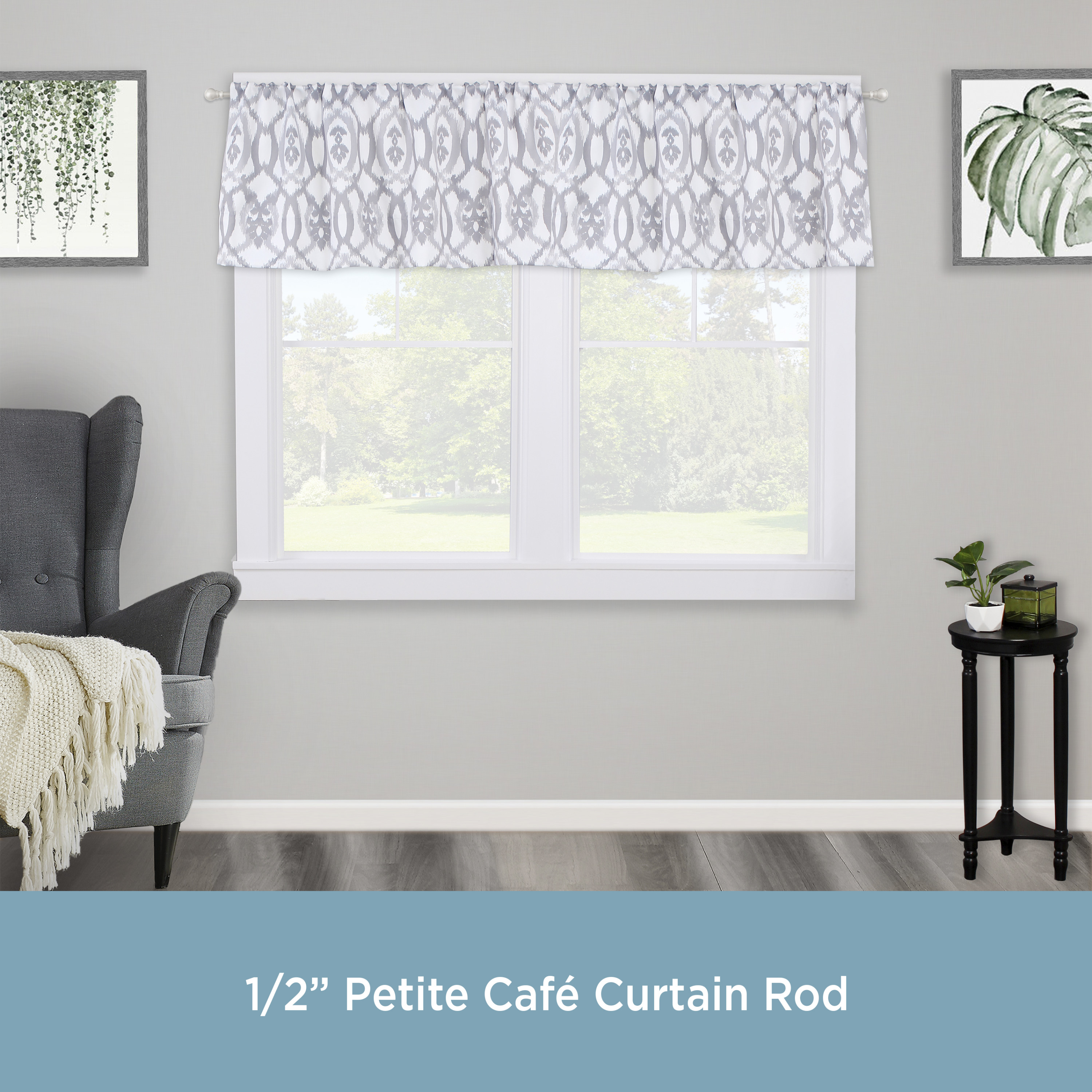 Kenney® Davenport 1/2" Petite Cafe Decorative Window Curtain Rod, 48-86", Brushed Nickel - image 3 of 7
