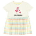 thumbnail image 3 of Inktastic Grandma Loves Me Flamingo Grandchild Girls Baby Dress, 3 of 5