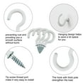thumbnail image 4 of 30pcs Cup Hooks 1 Inch Vinyl Coated Screw-in Ceiling Wall Thread Hooks Great for Indoor Outdoor Hanger White, 4 of 7