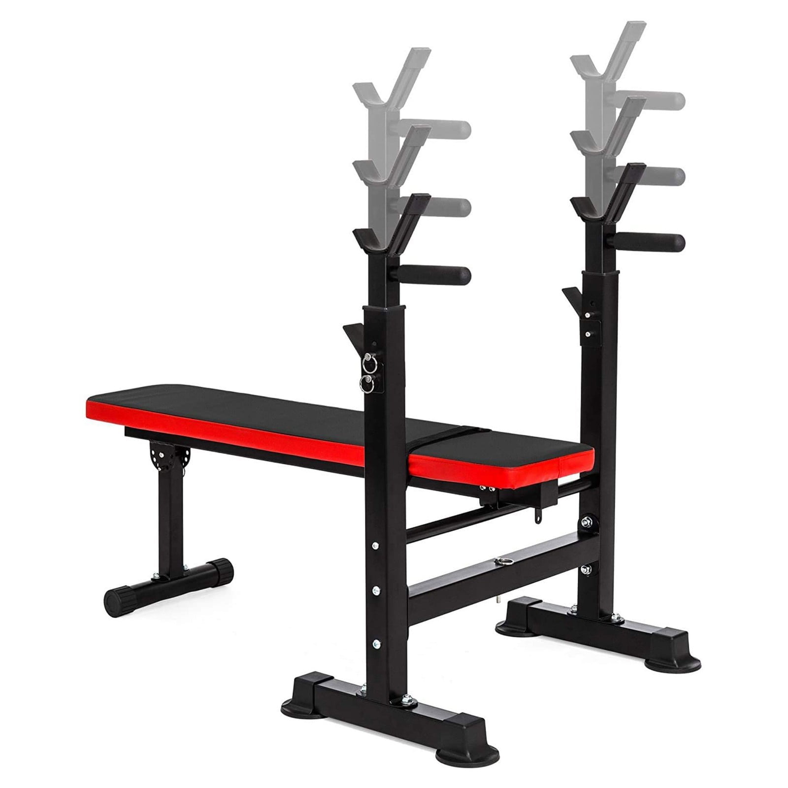 Favory Steel Weight Bench w/ Squat Rack,Foldable Home Gym Equipment for Range of Workouts w/Position Barbell Holder & Adjustable Seat and Recliner