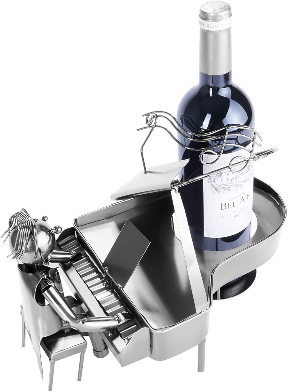 with Greeting Card BRUBAKER Wine Bottle Holder Piano Table Top Metal Sculpture 