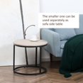 thumbnail image 4 of Grey Wood Grain Nesting Coffee Tables Set - 2 Round Living Room Tables with Metal Frame - Space-Saving Design, 29.5" Diameter, 4 of 7