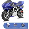 thumbnail image 2 of FRP 2 Stroke Pocket Bike 02, Mini Bike for Kids Max Weight 165 LB, Streamline Style Mini Pocket Bike W/ Strong Dual Brakes, Racing Pocket Rocket Max Speed 20 Mph, Blue, 2 of 7