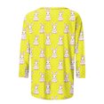 thumbnail image 4 of Jinhomg Women's Easter Day Shirt 2025 Trendy Rabbit Printed Tunic Tops Casual Comfy 3/4 Length Sleeve Crew Neck Spring Holiday Blouses Yellow XXXXXL, 4 of 6