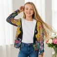 thumbnail image 4 of chaqlin Girls Cat Hoodies Size 14-16 Kids Zip Up Hooded Jacket Flower Long Sleeve Hooded Sweatshirt Lightweight Loose Drop Shoulder Cardigan with Pocket, 4 of 7