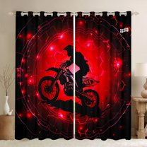 Feelyou Dirt Bike Sport Black Out Curtains for Kids, Neon Red Abstract Curtains Pack of 2 (42x63 Each), Modern Motorcycle Lover Bedroom Curtains, Black Out Curtains Decor
