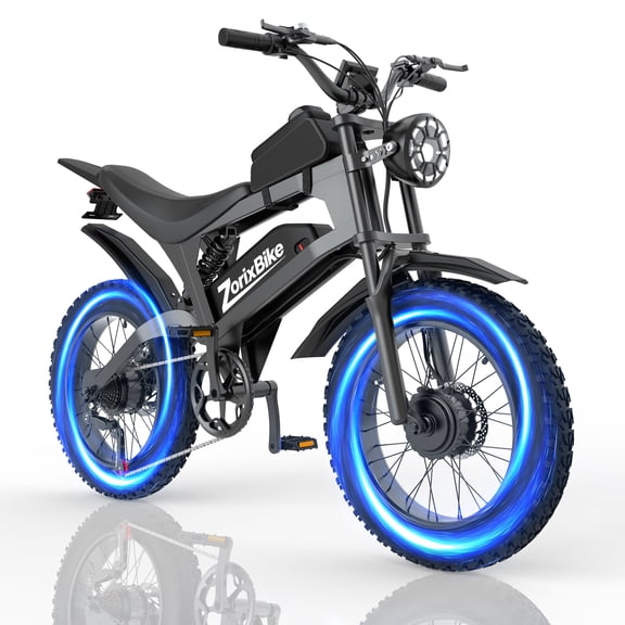 ZorixBike Electric Bike for Adults, Peak 3000W Dual Motor Ebike, 20"x 4" Fat Tire E-Mountain Bike, 48V 20AH Battery 80 Miles, UL2849 Certified