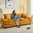 thumbnail image 4 of Dinosisco 84"L Deep Seat Sofa, Corduroy Upholstered Sleeper Couch for Living Room, Yellow, 4 of 8