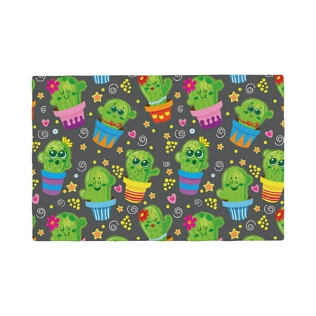 

Placemats Set of 4 Cactus In Pots Heat Resistant Non - Slip Place mats Waterproof table mat for Kitchen Dining-4片装
