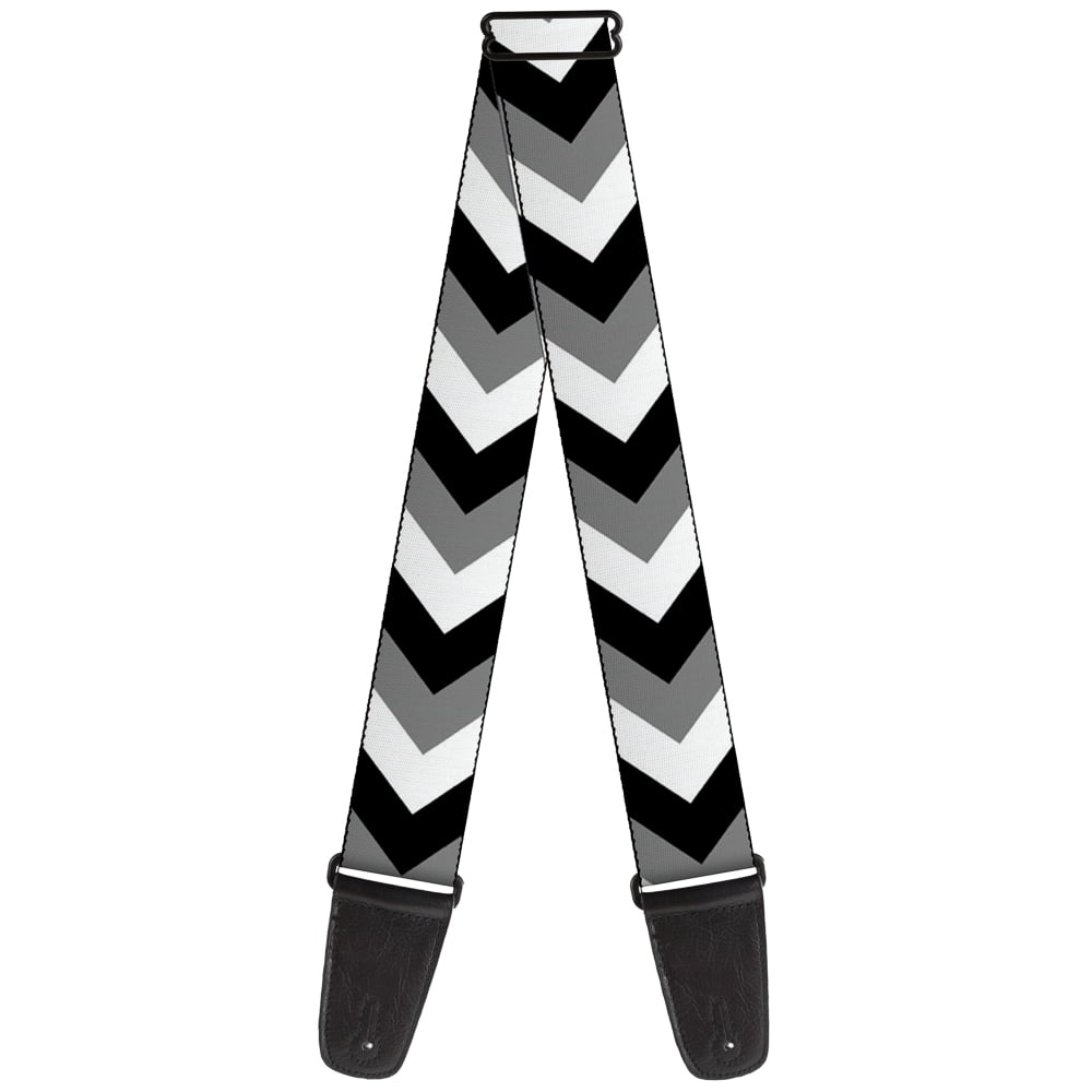 Buckle-Down Guitar Strap, Chevron White Gray Black, 2 Inches Wide