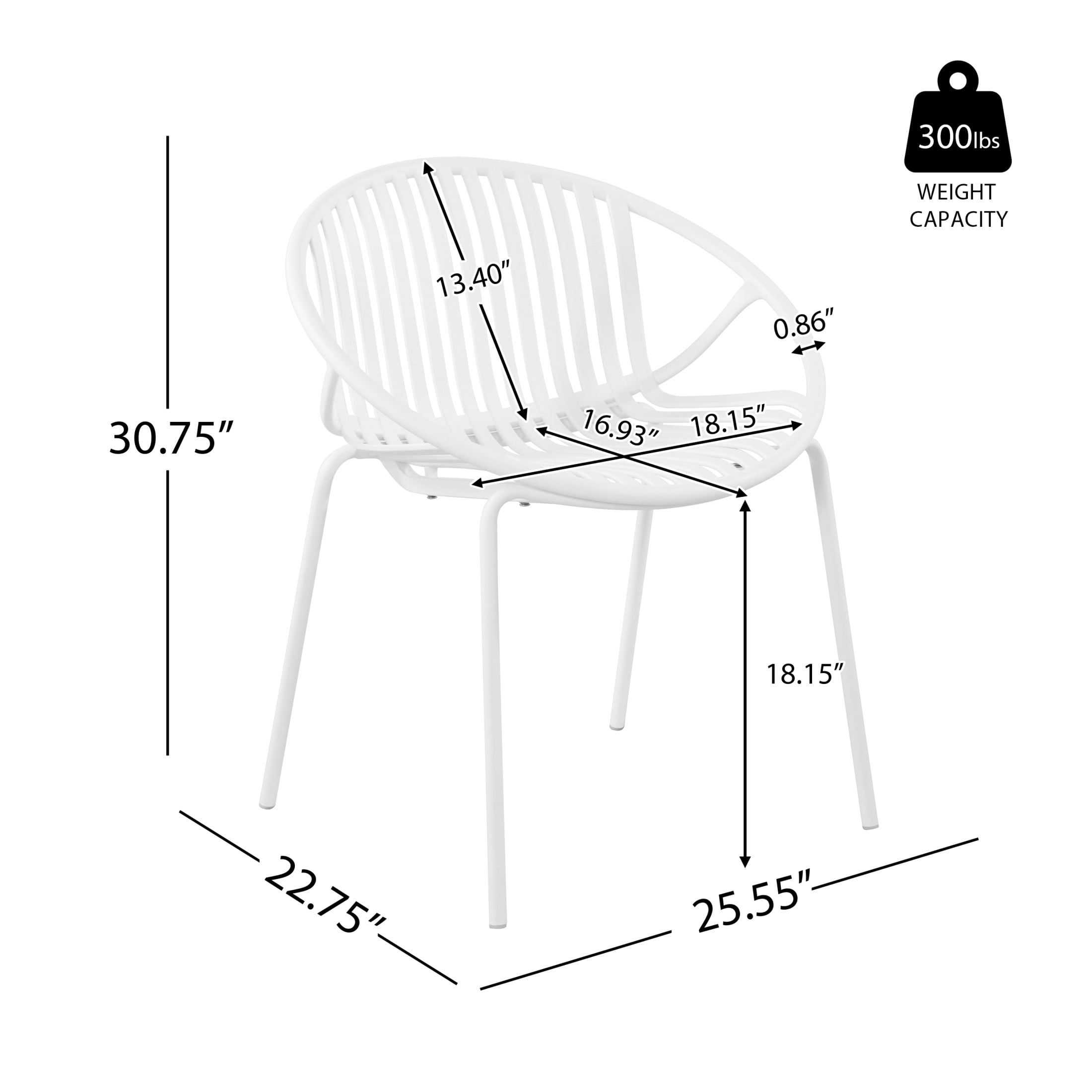 Christopher Knight Home Minimalist Plastic Outdoor Folding Dining Chairs, Metal Legs, White, Set of 2