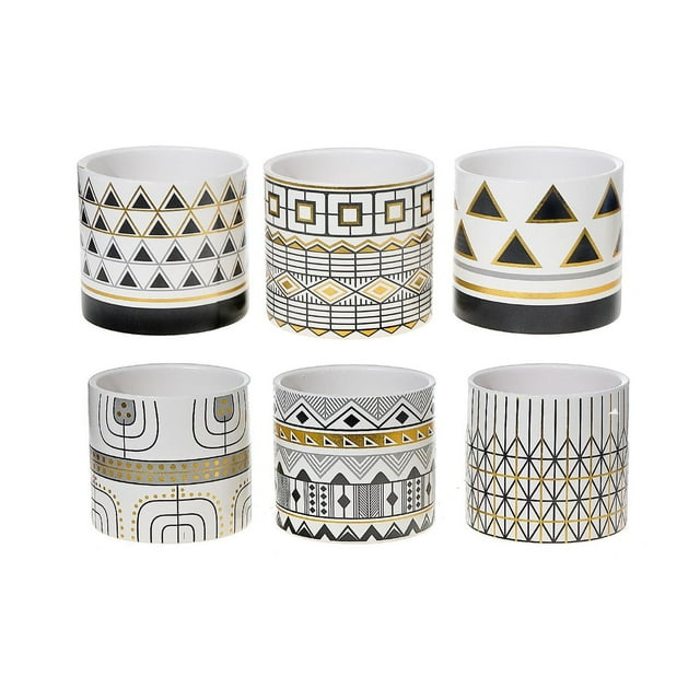 IH Casa Decor Ceramic Round Planters Modern Edge 6/Disp - Set of 6