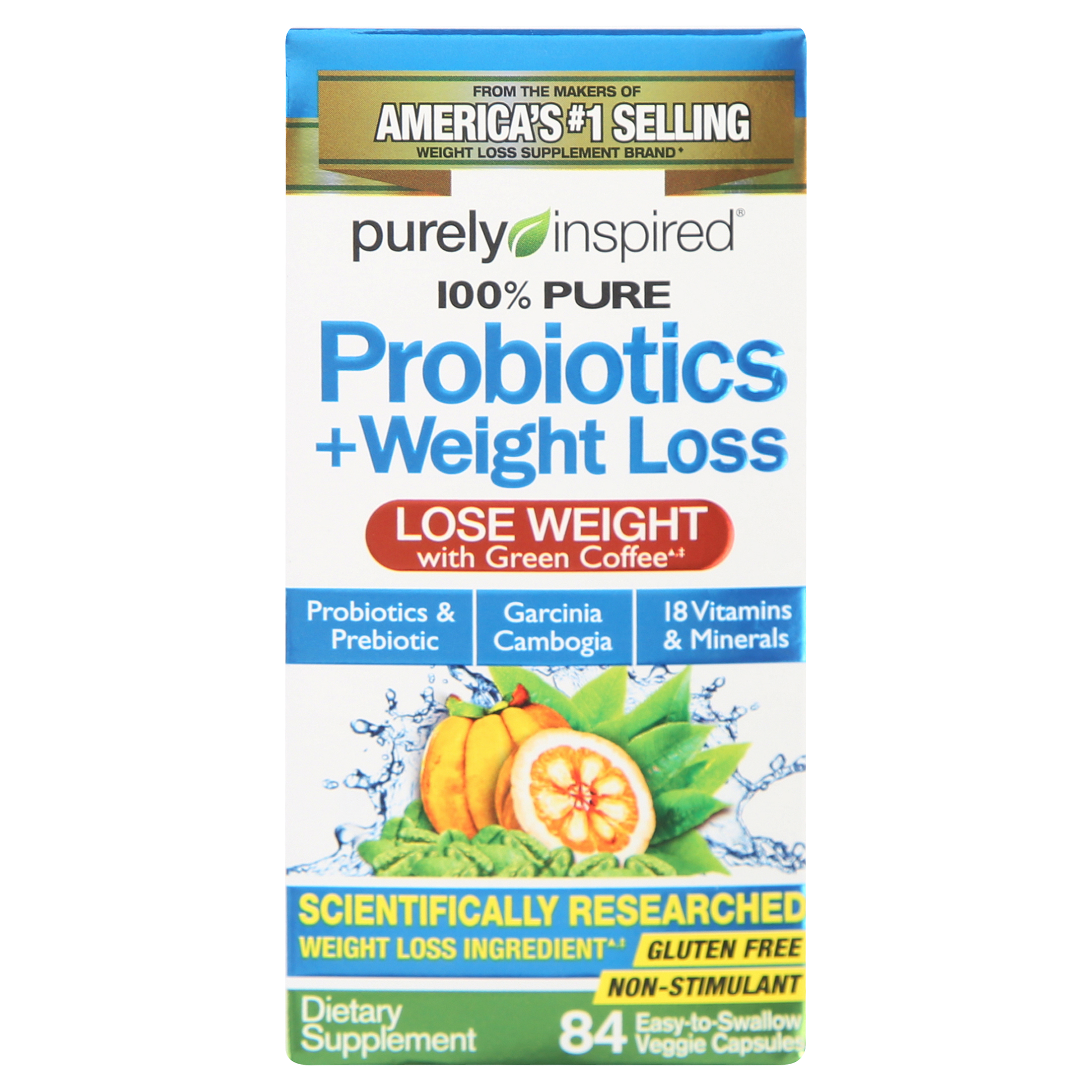 Purely Inspired Probiotics + Weight Loss with Green Tea & Garcinia, Unisex, 84 Pills - image 5 of 7