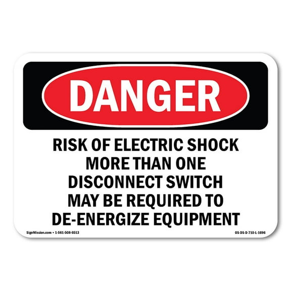 OSHA Danger Sign - Risk Of Electric Shock More Than One | Decal | Protect Your Business, Construction Site, Warehouse & Shop Area |  Made in The USA