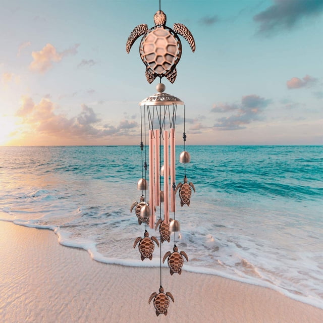 Acordeón de exterior, decoración de jardín, acordeón de viento para exteriores, regalo para mujer, acordeón de viento de metal de 35 pulgadas, regalo de playa, acordeón de viento para el
