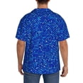 thumbnail image 7 of Balery Blue Circles Mosaic Men's Casual Button Down Shirt Short Sleeve Textured Summer Cuban Beach Shirts-Small, 7 of 7