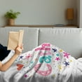 thumbnail image 3 of Catherine Soft Flannel Fleece Blanket, Colorful Alphabet Design Ornate Lettering Nursery Themed Arrangement Dots Pattern, Cozy Plush for Indoor and Outdoor Use, 50" x 60", Multicolor, by Ambesonne, 3 of 5