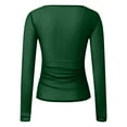 thumbnail image 5 of Lace Mesh Sheer Long Sleeve Tops for Women Crew Neck Cut Out Front Side Ruched Asymmetrical Hem Party Clubwear Fitted Tight T Shirts Blouses Green S, 5 of 5