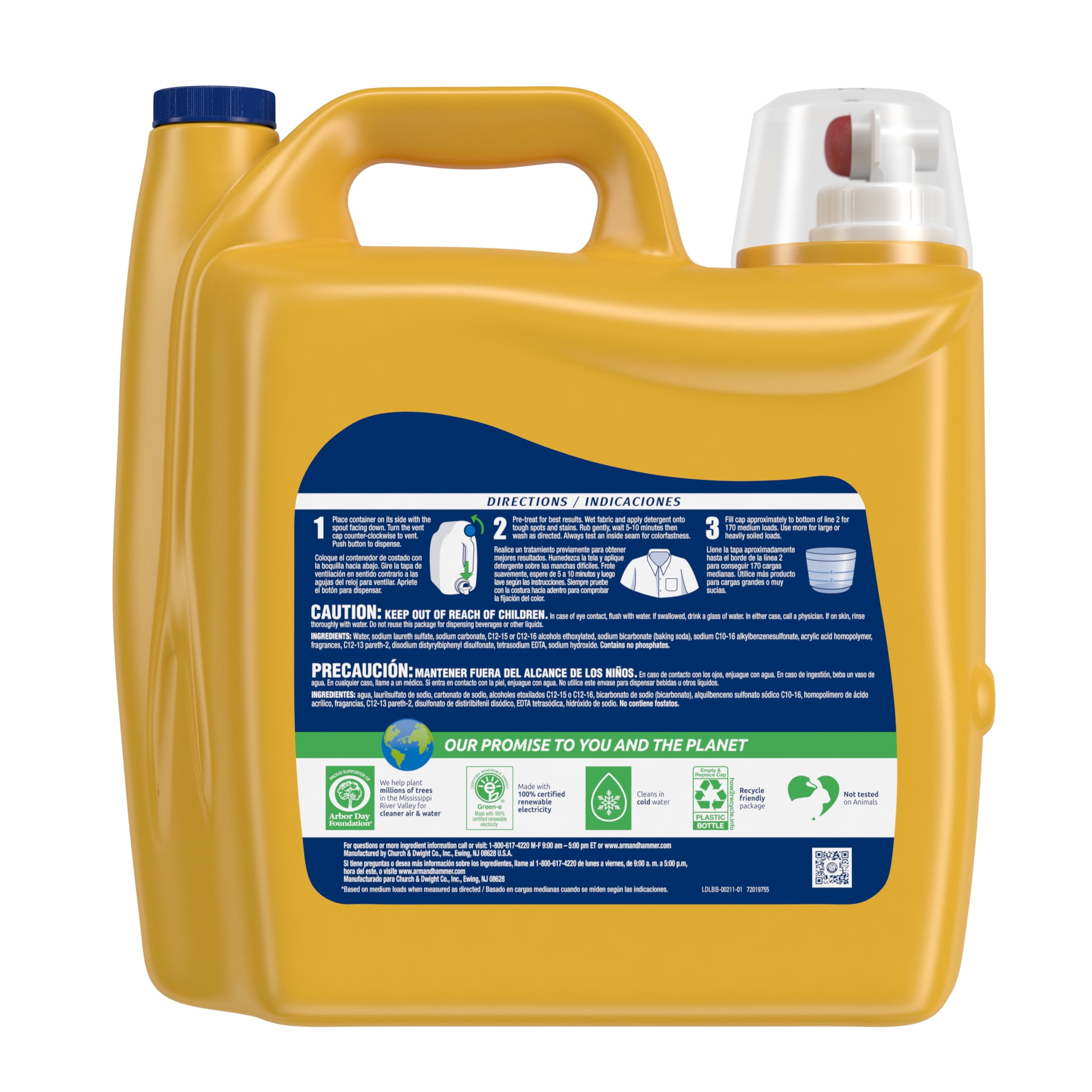 Arm & Hammer Sensitive Skin Plus Fresh Scent, 170 Loads Liquid Laundry Detergent, 255oz