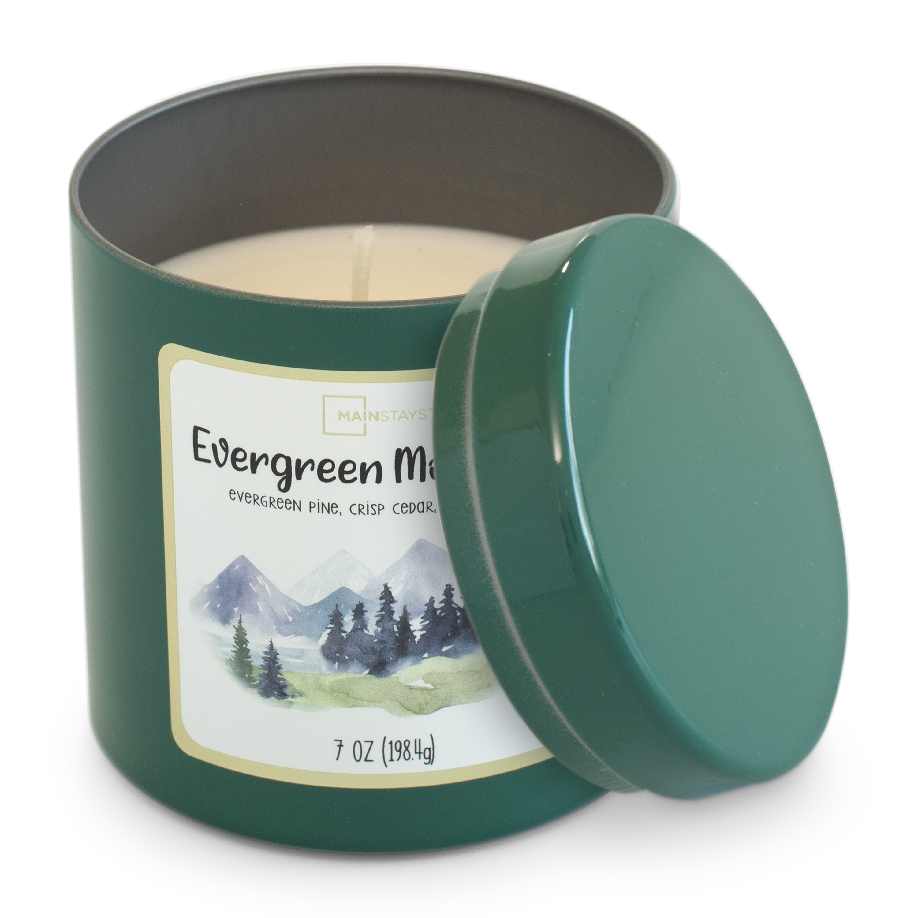 Mainstays Evergreen Mountain Scented Single Wick Candle, 7 oz