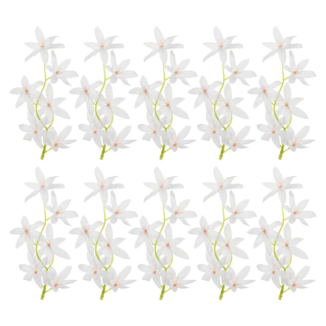 Uxcell 7" Flores de Orquídea Artificial para Velas Flotantes Simulación Rellenos de Jarrón Blancos 16 Pcs