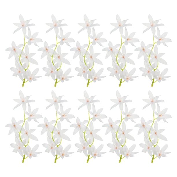 Uxcell 7" Flores de Orquídea Artificial para Velas Flotantes Simulación Rellenos de Jarrón Blancos 16 Pcs