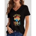 thumbnail image 2 of Camiseta Vintage con cuello en V para mujer, Tops holgados con estampado de año de cumpleaños, camiseta de manga corta para mujer, camiseta Harajuku de verano 1980 a 1989, 2 of 5