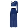thumbnail image 3 of Sholeno Lyrical Dance Dress for Womens Rhinestones Crop Top with Split Skirt 2 Piece Dancing Outfit Navy Blue L, 3 of 4