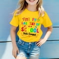 thumbnail image 2 of MIXUE Kids Girls Tops & T-Shirts Summer Back To School Letter Print Round Neck Short Sleeve Loose Casual Tshirts Outwear,Yellow,5-6 Years, 2 of 4