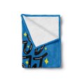 thumbnail image 2 of Sleep Soft Flannel Fleece Throw Blanket, Night Lettering with Stars on Blue Toned Background Hand Drawn Design, Cozy Plush for Indoor and Outdoor Use, 60" x 80", Blue Black and Yellow, by Ambesonne, 2 of 5
