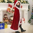 thumbnail image 2 of KAWELL Adult Child Christmas Santa Claus Robe Hooded Cloak, Mrs Santa Claus Velvet Hooded Cape Christmas Robe, 2 of 8